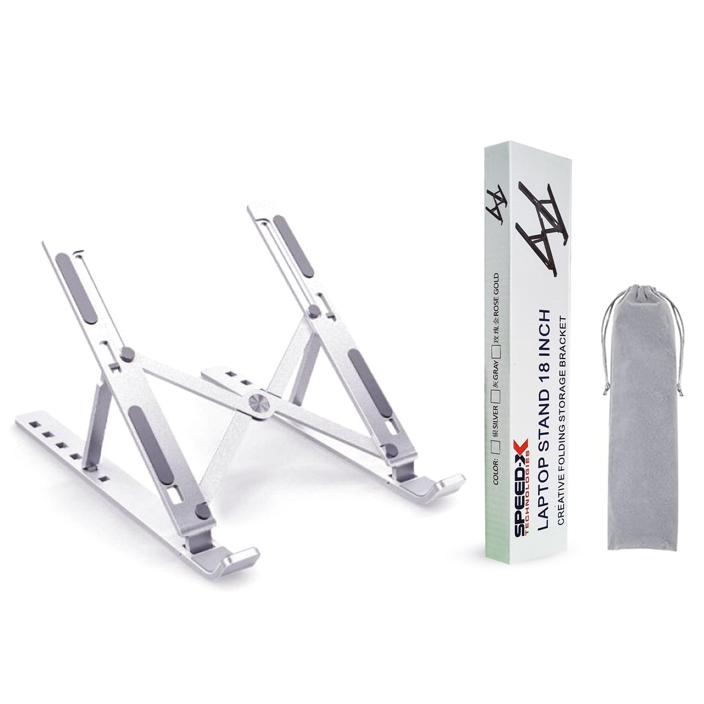 Speedx Foldable Adjustable Laptop Stand for Up to 18-Inch Laptops – Portable Aluminum Cooling Bracket