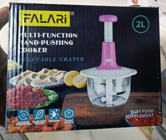 2L Multi-Function Hand-Push Chopper - Large Capacity Manual Food Processor For Efficient Chopping, Mixing, And Preparation In The Kitchen