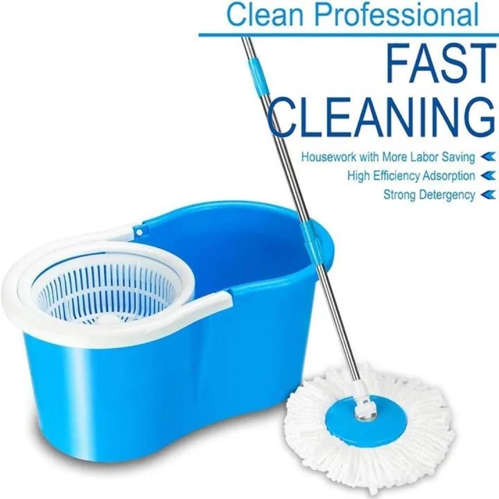 360° Rotating Spin Mop with Bucket - 2 Microfiber Cloth Refill Included